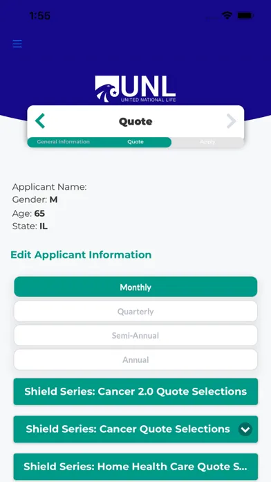 Tangkapan skrin UNL E-App