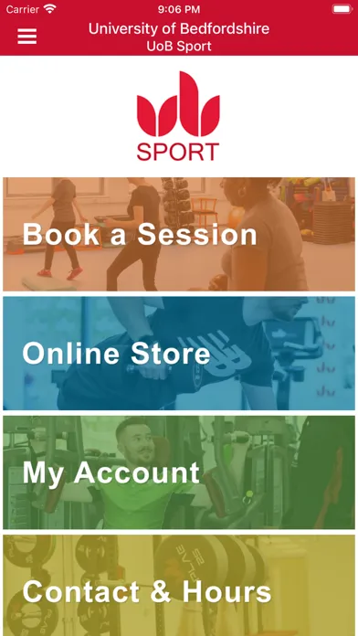 Capturas de tela do UoB Sport