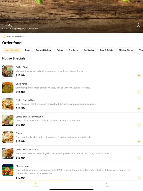 5 de Mayo Restaurant iPad  Screenshots
