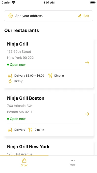 Tangkapan skrin My Restaurant Client App