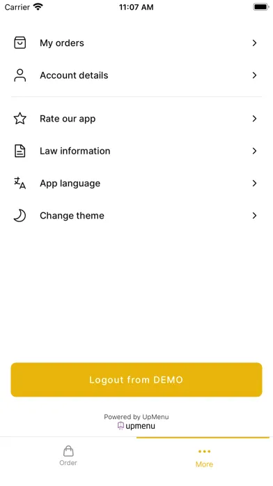 Tangkapan skrin My Restaurant Client App