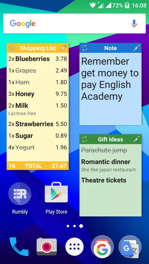 Rumbly: ToDo, Task List Widget Screenshots