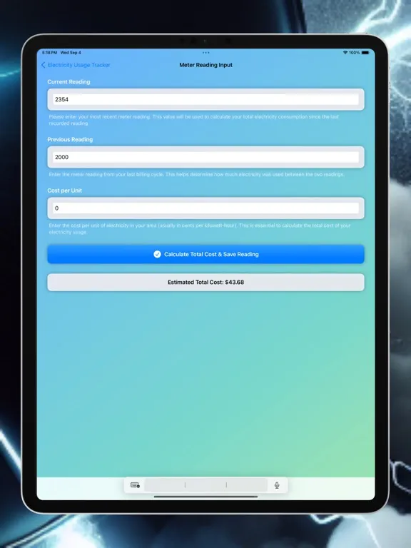 CostWatt iPad  스크린샷