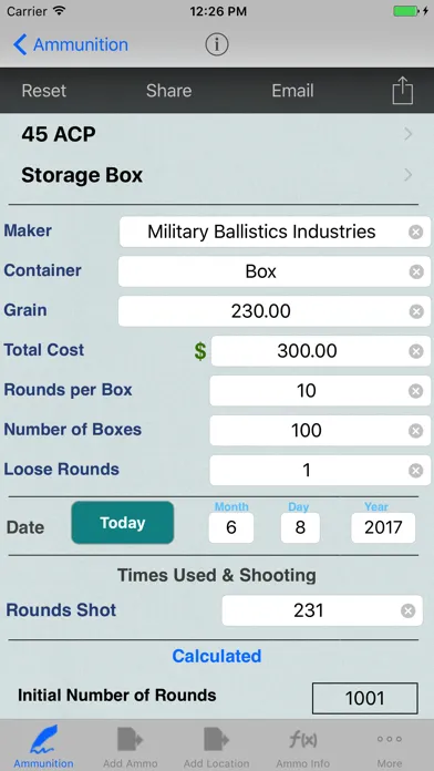 ภาพหน้าจอของ Ammo Inventory,Price per Round