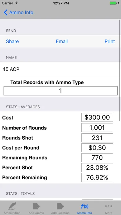 ภาพหน้าจอของ Ammo Inventory,Price per Round