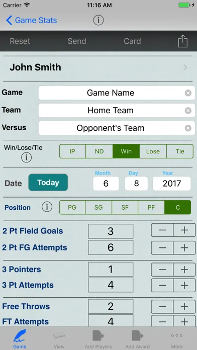 Basketball Player Stat Tracker Screenshots
