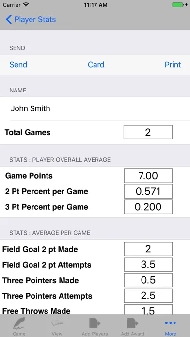Basketball Player Stat Tracker Screenshots