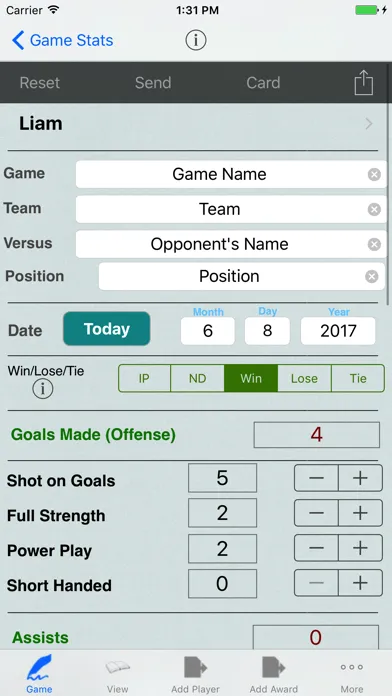 Hockey Player Tracker Logbook 스크린샷