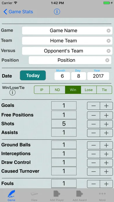 LaCrosse Player Tracker Screenshots