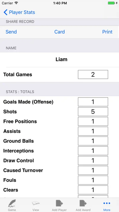 LaCrosse Player Tracker Screenshots