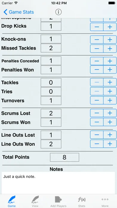 Rugby Player Stats Tracking স্ক্রিনশট