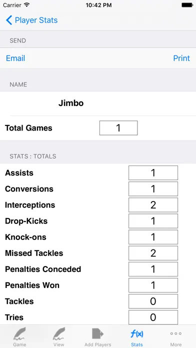 Rugby Player Stats Tracking স্ক্রিনশট