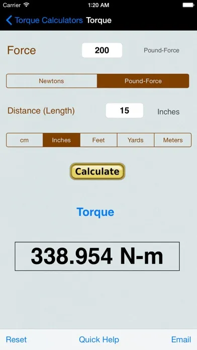 Captures d'écran de Torque Calculator, Units Conv