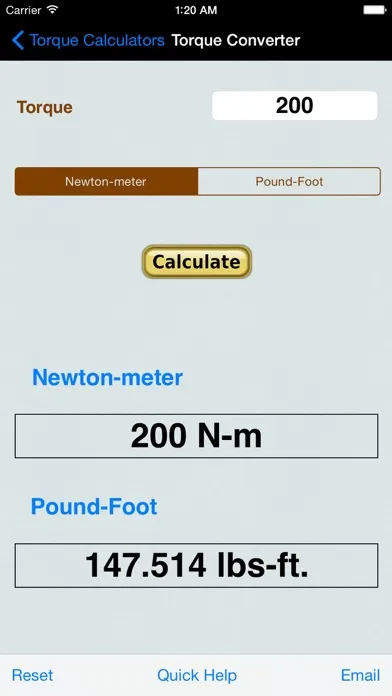Captures d'écran de Torque Calculator, Units Conv