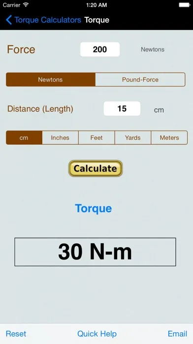 Captures d'écran de Torque Calculator, Units Conv