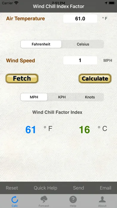 Capturas de tela do Wind Chill & Wind Speed