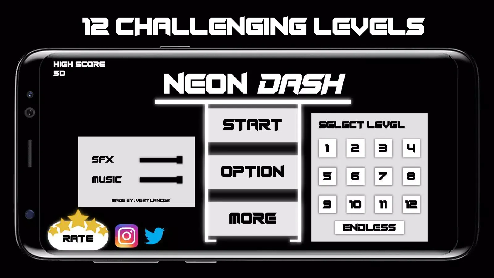 Capturas de tela do Neon Dash