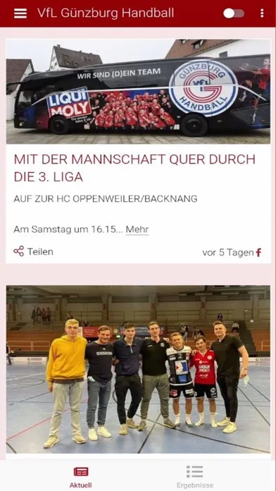 Capturas de tela do VfL Günzburg Handball
