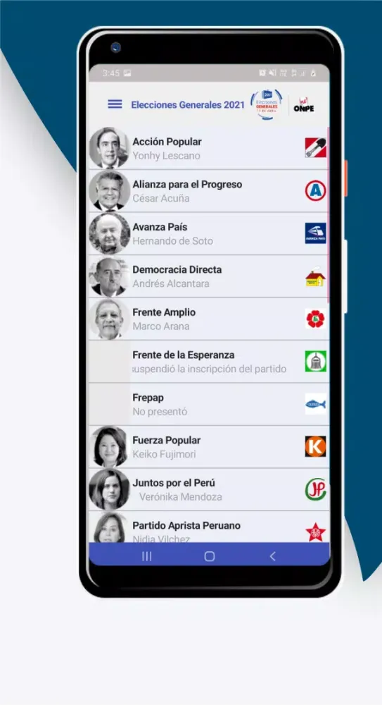 Captures d'écran de Elecciones 2021 Perú