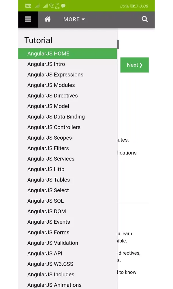 Captures d'écran de W3schools