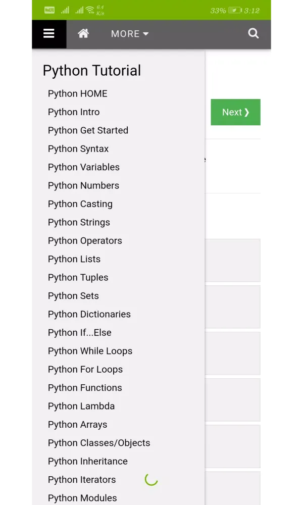 Captures d'écran de W3schools