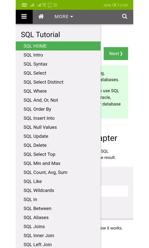 Captures d'écran de W3schools