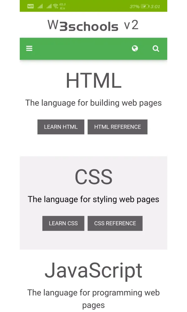 Captures d'écran de W3schools