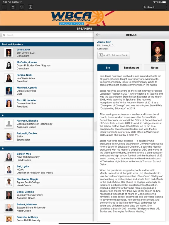 2023 WBCA Convention iPad  سکرین شاٹس