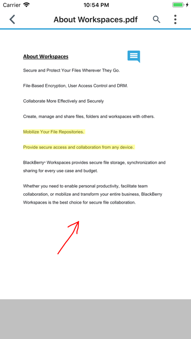 Ảnh chụp màn hình của BlackBerry Workspaces