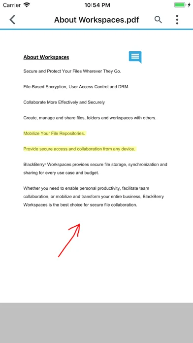 BlackBerry Workspaces स्क्रीनशॉट