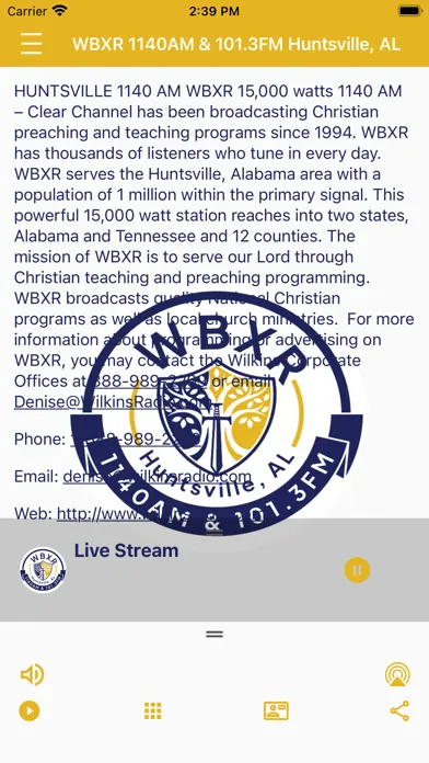 Captures d'écran de WBXR AM1140 & FM101.3 Radio