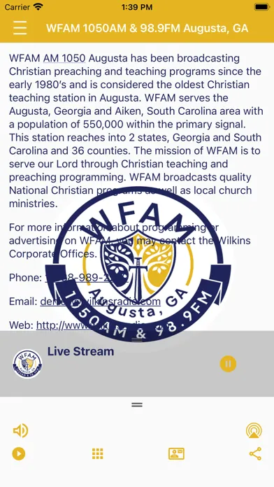 Captures d'écran de WFAM AM1050 & FM98.9 Radio