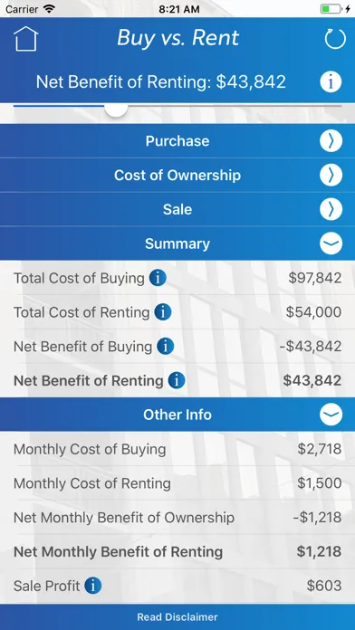 Скриншоты Buy vs. Rent Calculator