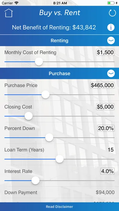 Скриншоты Buy vs. Rent Calculator