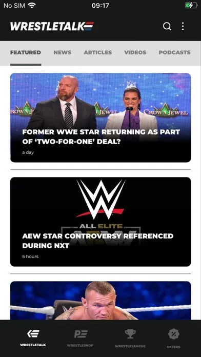 Captures d'écran de WrestleTalk App