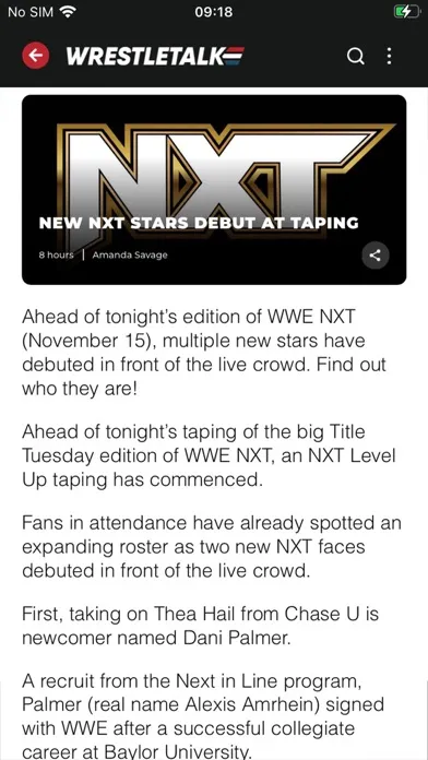 Captures d'écran de WrestleTalk App