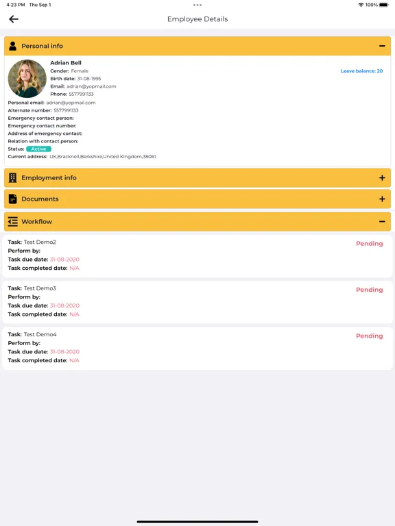 ภาพหน้าจอของ Xpert Leave iPad 
