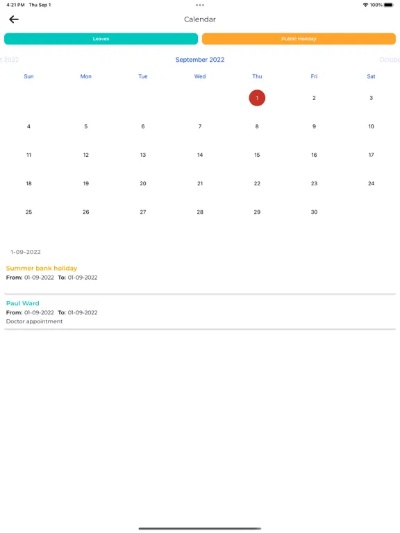 ภาพหน้าจอของ Xpert Leave iPad 