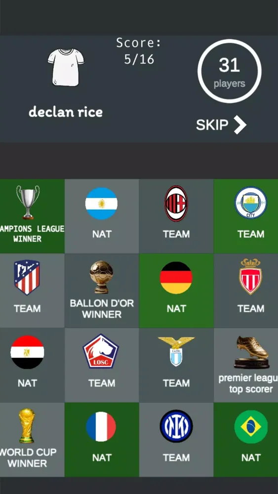 ภาพหน้าจอของ Football bingo quiz