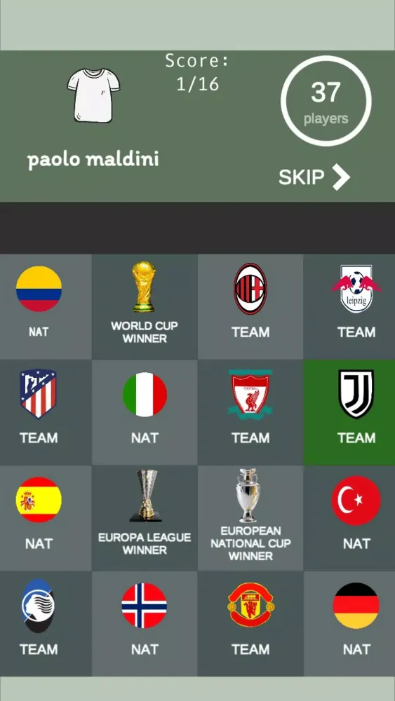 ภาพหน้าจอของ Football bingo quiz