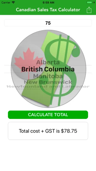 Canadian Sales Tax Calculator! Screenshots
