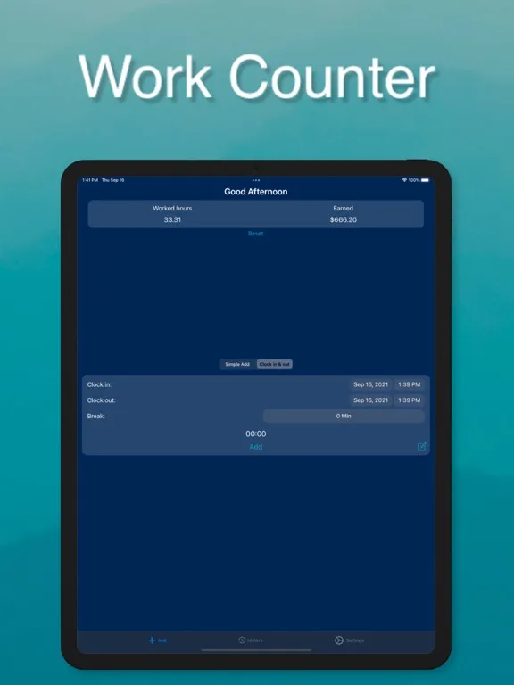 Work Counter: Hours Tracker iPad 應用截圖