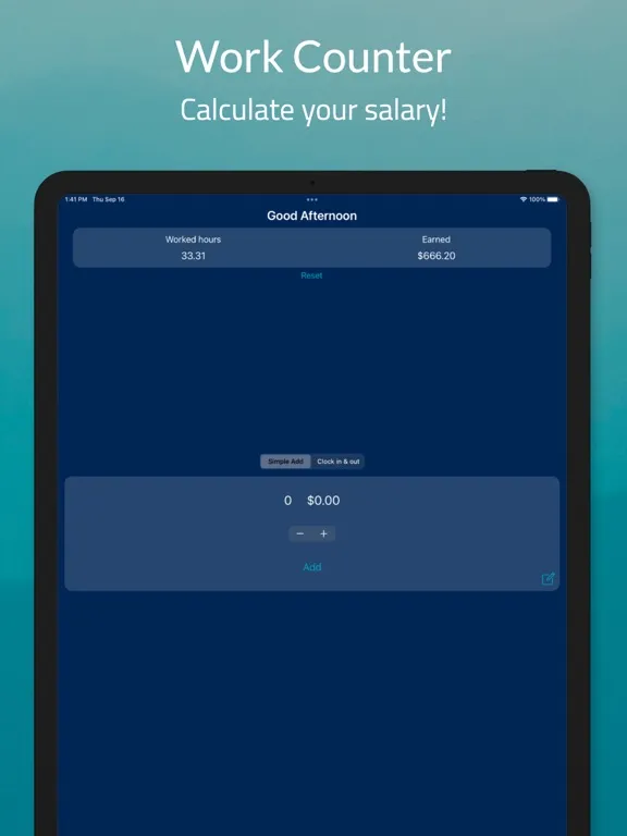 Work Counter: Hours Tracker iPad 應用截圖