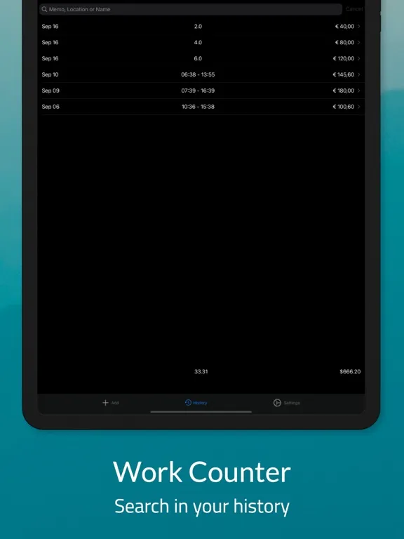 Work Counter: Hours Tracker iPad 應用截圖