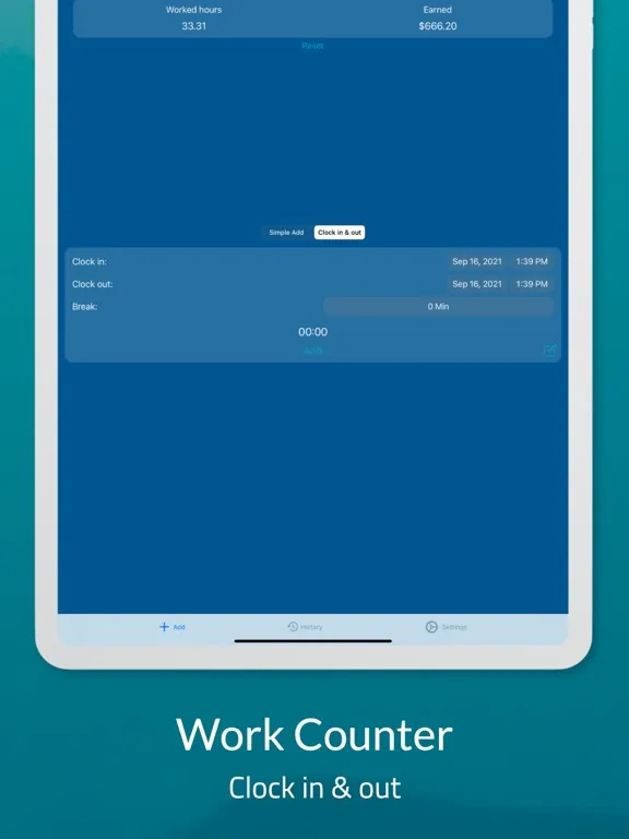 Work Counter: Hours Tracker iPad 應用截圖