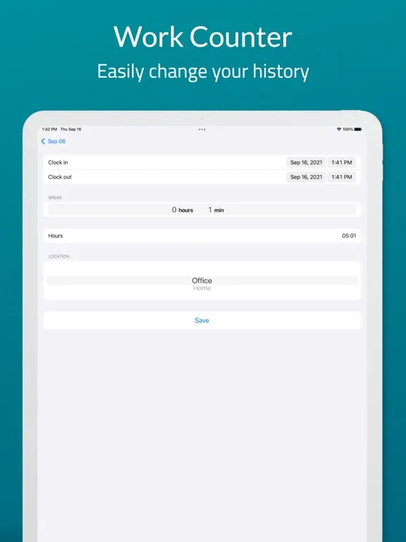 Work Counter: Hours Tracker iPad 應用截圖