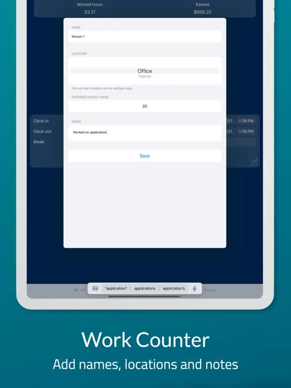 Work Counter: Hours Tracker iPad 應用截圖