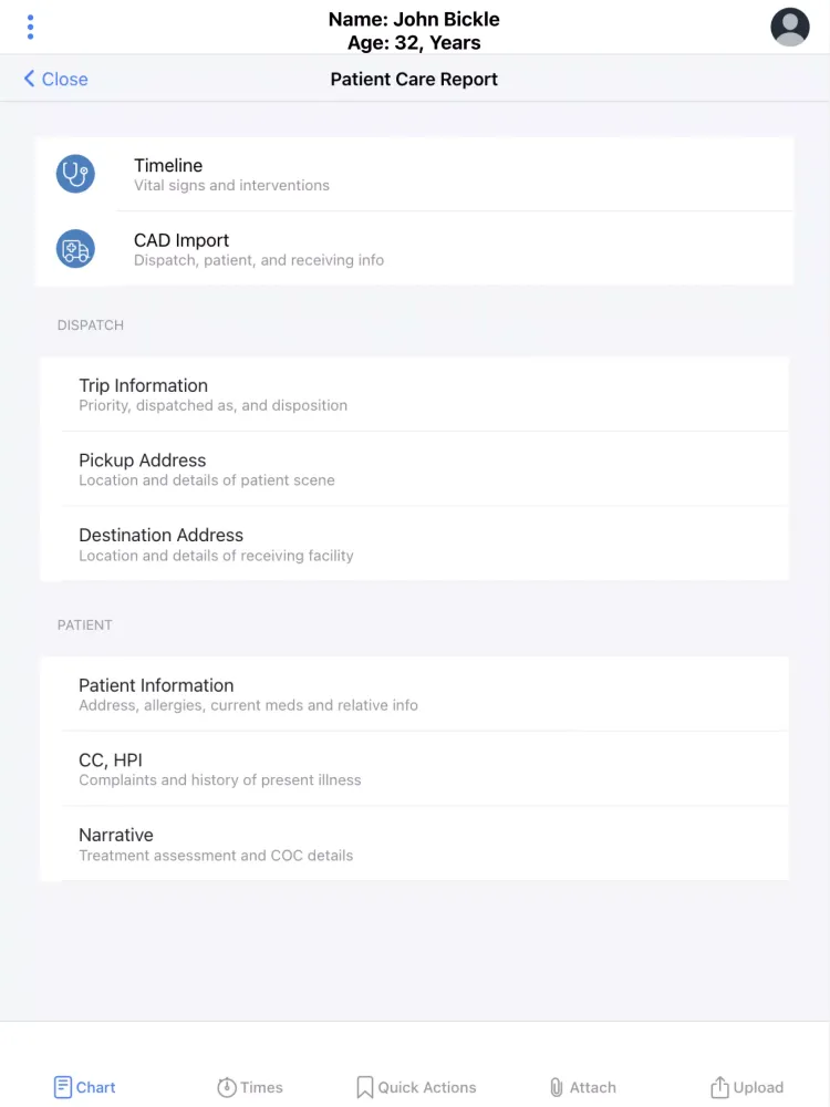 ZOLL emsCharts NOW Screenshots