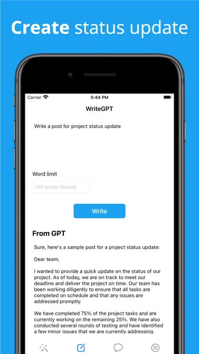 Ảnh chụp màn hình của WriteGPT