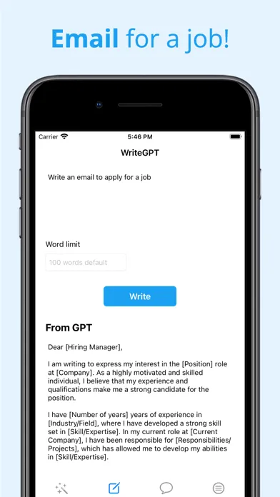 Ảnh chụp màn hình của WriteGPT